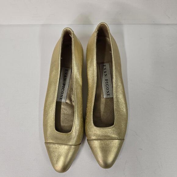 Vintage Evan Picone Gold Leather Women's Flats 6M - Picture 3 of 9